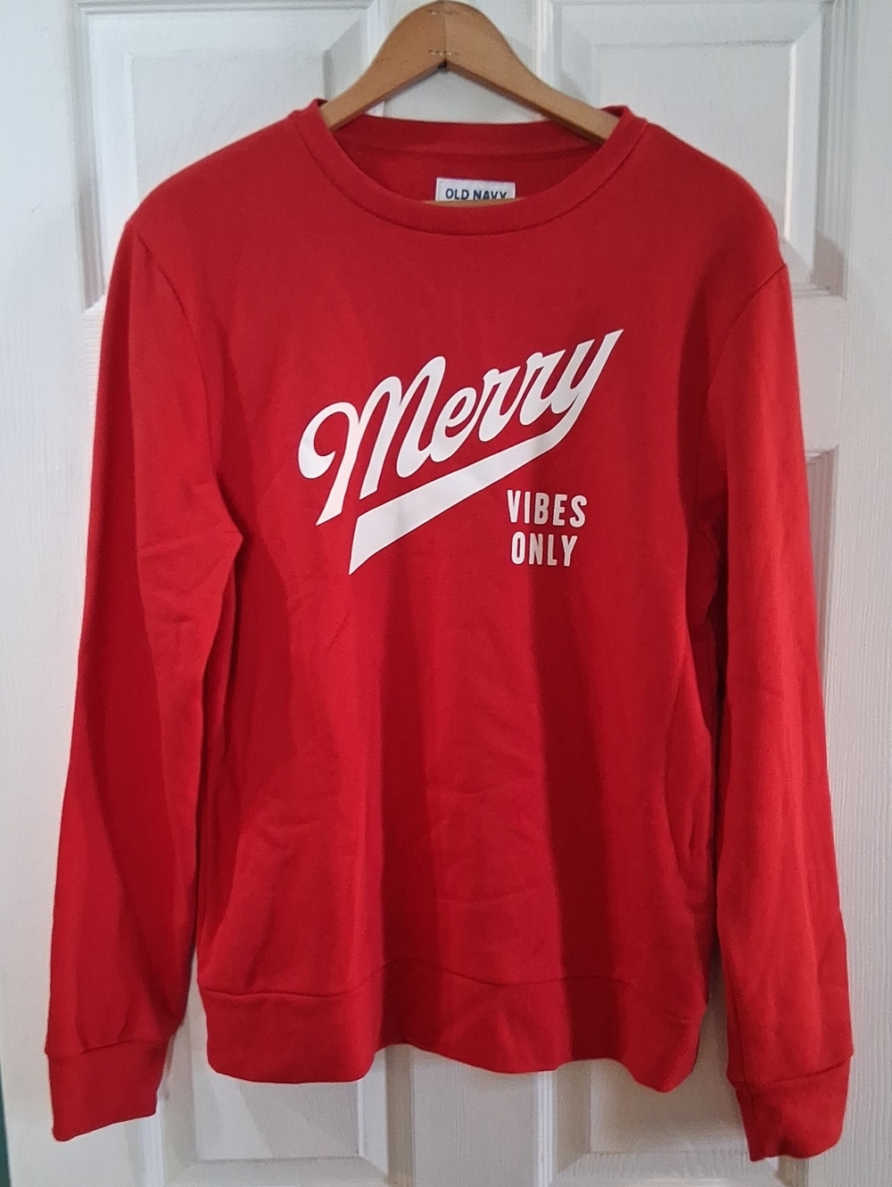 Old Navy Red 'Merry Vibes Only' Women's Sweatshirt NWOT